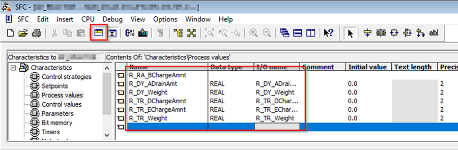 Process Value characteristics